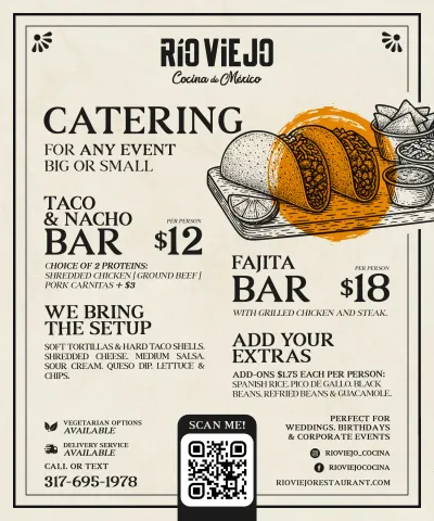 Fajita bar catering flyer with pricing